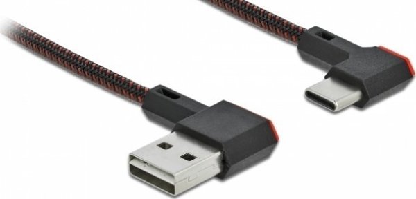 Delock Καλώδιο USB-C σε USB-A 2.0, Γωνιακό, 0.2m, Μαύρο