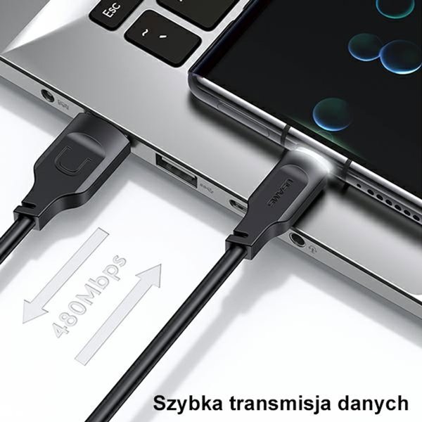 Καλώδιο USB Usams USB-A σε USB-C, 1.2m, Μωβ