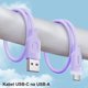 Καλώδιο USB Usams USB-A σε USB-C, 1.2m, Μωβ