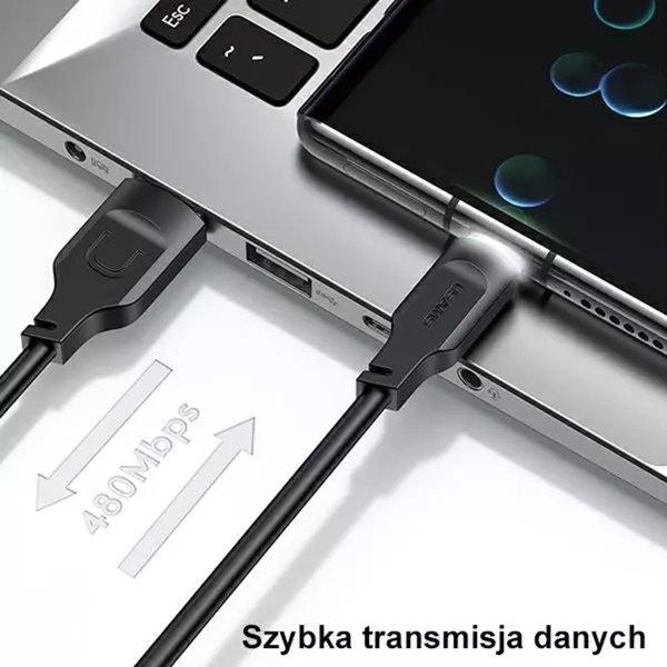 Καλώδιο USB Usams USB-A σε USB-C, 1.2m, Μωβ