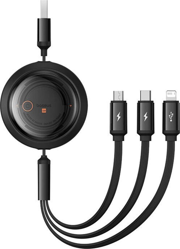 Καλώδιο USB Baseus USB-A - USB-C + microUSB + Lightning 1.1 m Μαύρο (P10368700111-02)