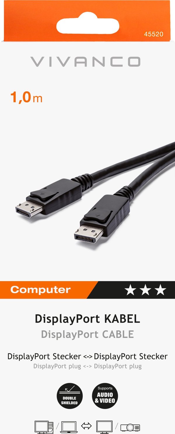 Καλώδιο Vivanco Vivanco καλώδιο DisplayPort - DisplayPort 1m (45520), μαύρο