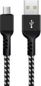 Καλώδιο USB Maclean MCE473, USB-A σε microUSB, 1m, Υφασμάτινο, 2.4A, Μαύρο