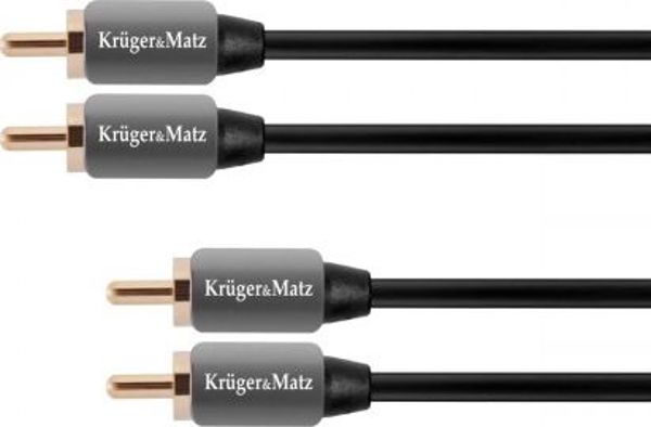 Καλώδιο Ήχου Kruger&Matz RCA x2 σε RCA x2, 1.8m, Γκρι - KM0305