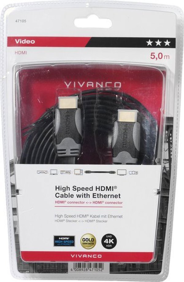 Καλώδιο Vivanco Vivanco καλώδιο HDMI - HDMI 5m flat (47105)