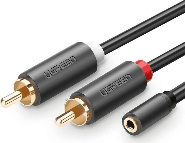 Καλώδιο Ugreen 3.5mm Jack σε 2RCA, 0.25m, Μαύρο - UGR649BLK