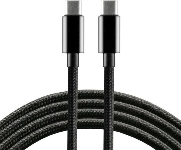 Καλώδιο EverActive USB-C σε USB-C, 1m, Fast Charging & Power Delivery, Νάιλον Πλεξούδα, Μαύρο (CBB-1PD3)
