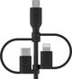 Belkin Καλώδιο 3 σε 1 USB-A σε USB-C, Micro-USB & Lightning, Μαύρο (CAC001bt1MBK)