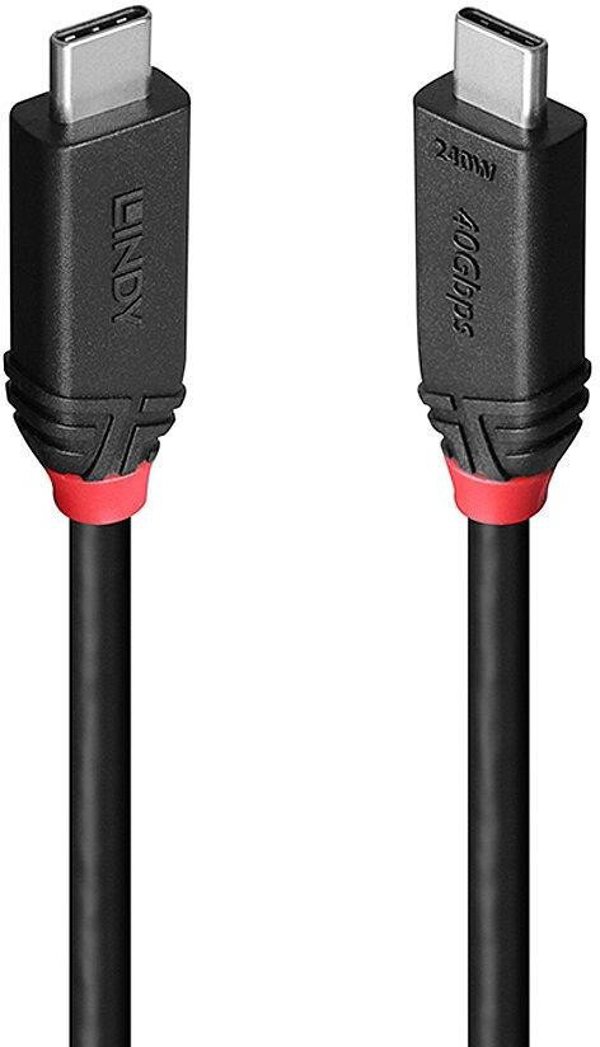 Lindy Καλώδιο USB4 Type-C 240W 0.5m Black Line 37000