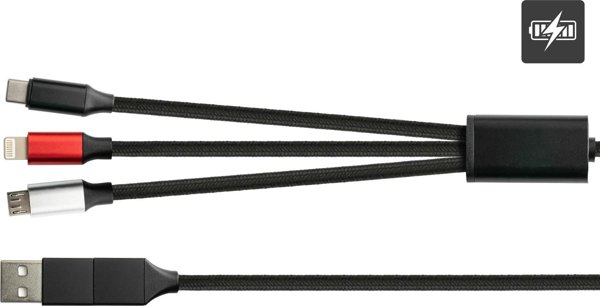 Καλώδιο USB PYTHON Python USB 6-σε-1 Καλώδιο φόρτισης 3A υφασμάτινο μαύρο 1,2m
