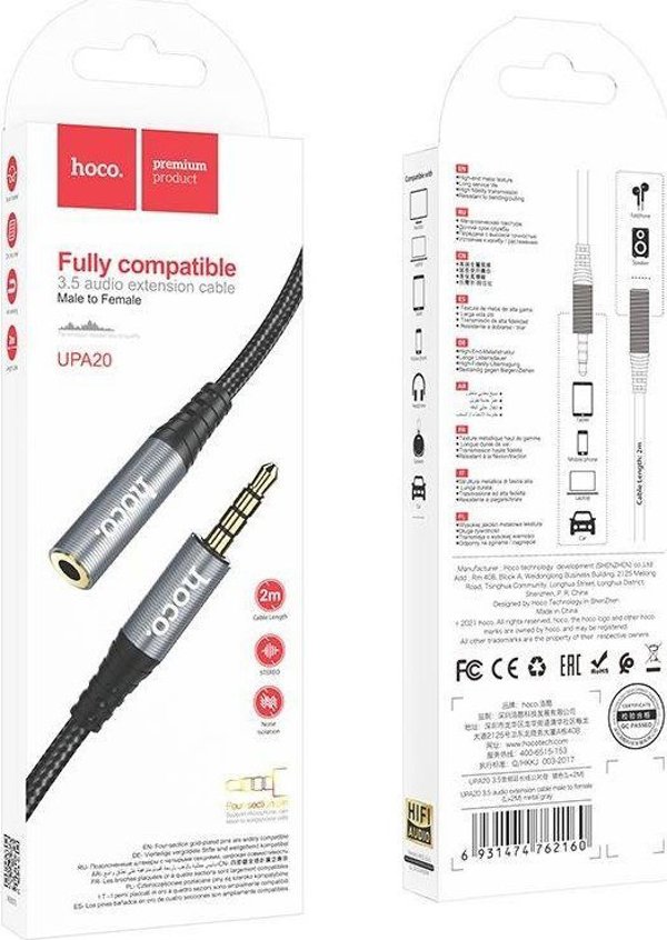 Κάμπελ Hoco HOCO κάμπελ AUX Jack 3,5 mm (μέσκι) ντο Jack 3,5 mm (ζέφσκι) UPA20 2 μ σάρνι