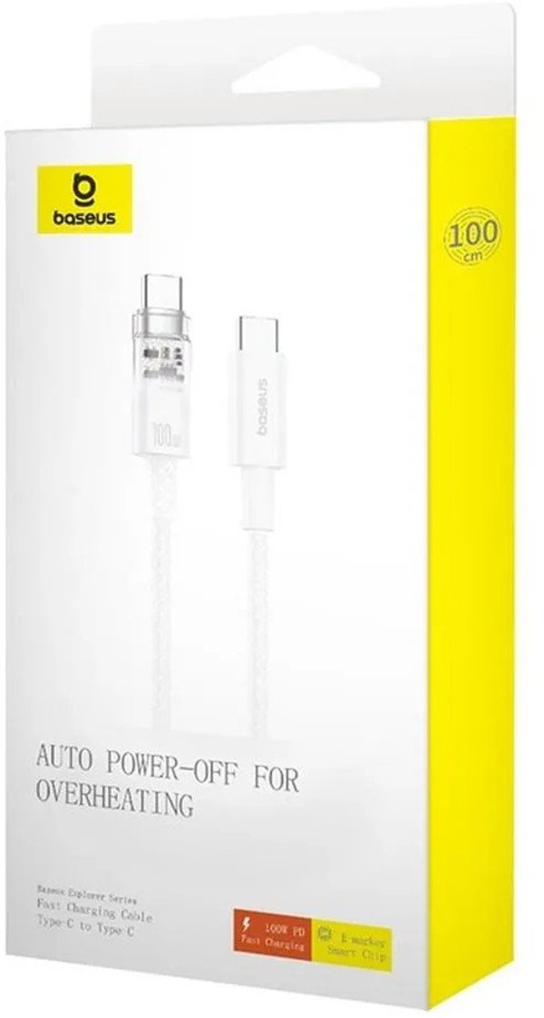 BASEUS καλώδιο Τύπου C σε Τύπου C Explorer Power Delivery 100W 2m λευκό P10319703221-01 / CB000043