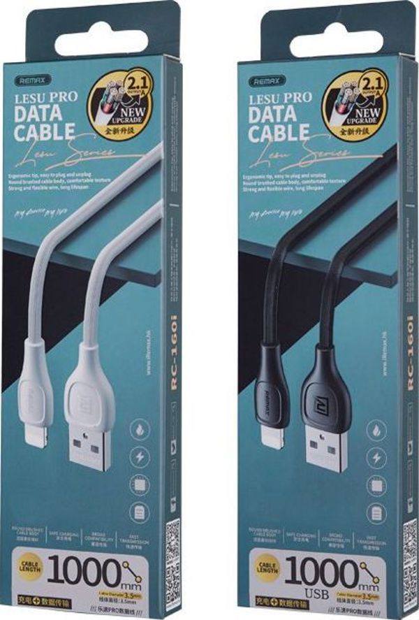 Καλώδιο Remax Lesu Pro USB-A σε Lightning, 2.1A, 1m, Μαύρο - RC-160i