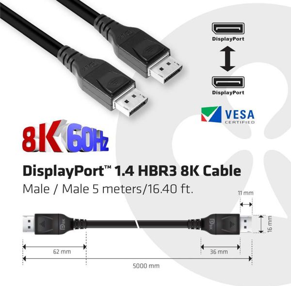 Καλώδιο Club 3D DisplayPort - DisplayPort 5m μαύρο (CAC-1061)