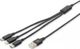 Digitus Καλώδιο Φόρτισης 3 σε 1 USB-A σε USB-C / Lightning / microUSB, 1m, Μαύρο (AK-300160-010-S)