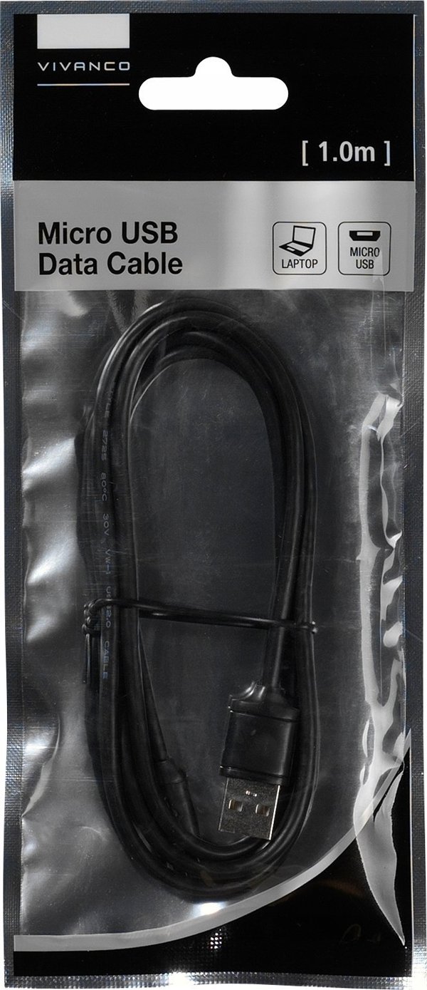 Καλώδιο USB Vivanco Vivanco καλώδιο microUSB - USB 1m, μαύρο (35815)