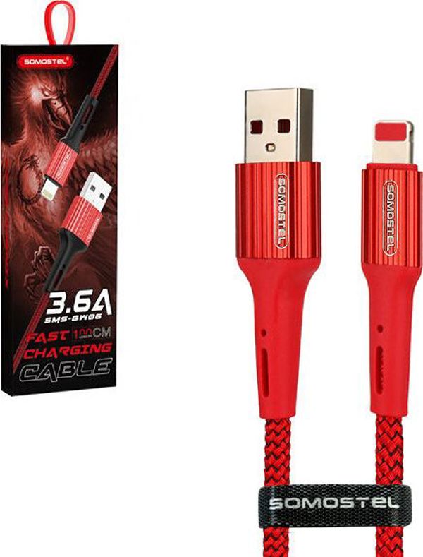 Καλώδιο USB Somostel USB-A - Lightning 1 m Κόκκινο (25927)