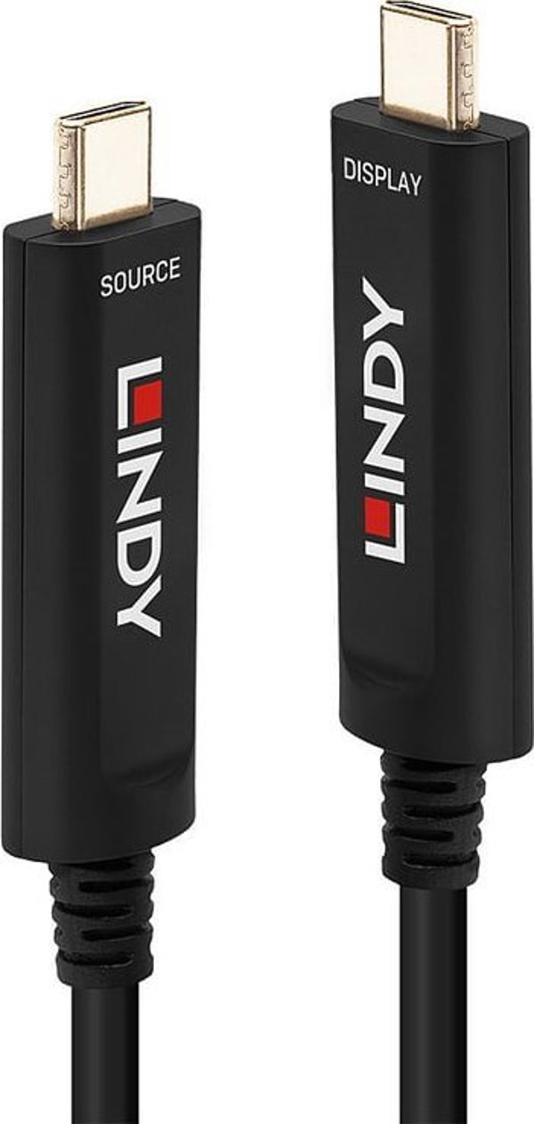 Καλώδιο USB Lindy Καλώδιο Lindy Οπτική Ίνα Υβριδικό USB-C 15m Μαύρο