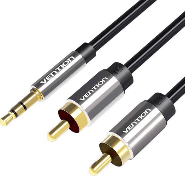 VENTION Καλώδιο Ήχου 3.5mm σε 2xRCA (Cinch) 0.5m - Μαύρο