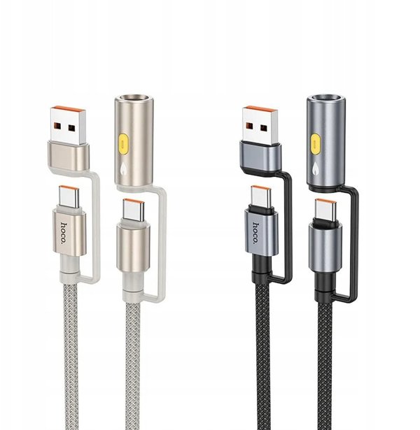Hoco U138 Καλώδιο All-in-One USB-A/USB-C σε USB-C 60W 3A 1.2m Γκρι