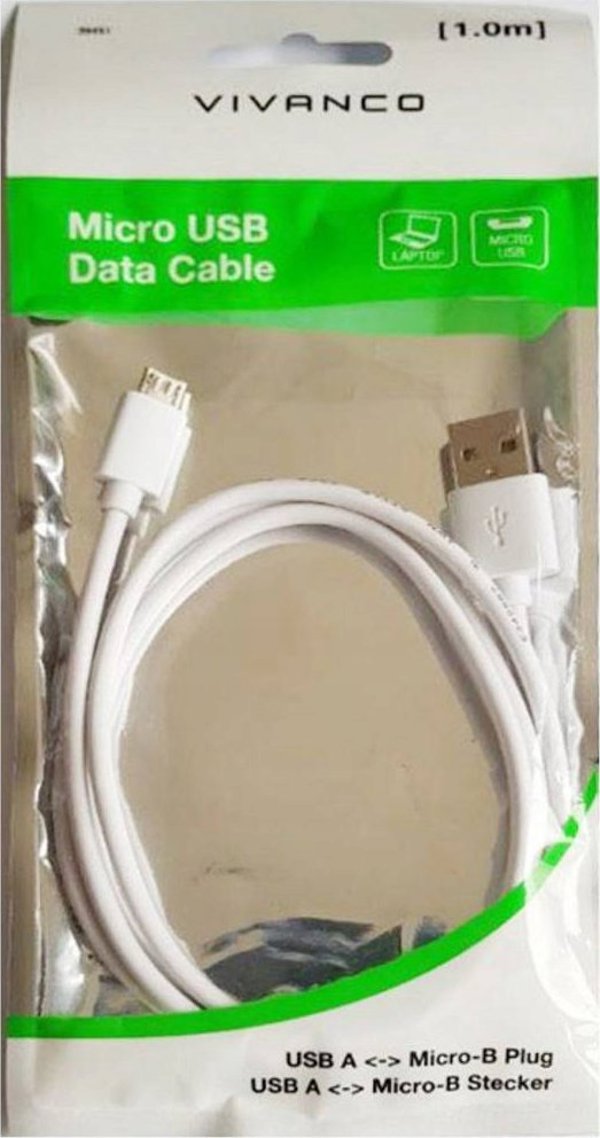 Καλώδιο Vivanco Polybag microUSB 1m (39451)