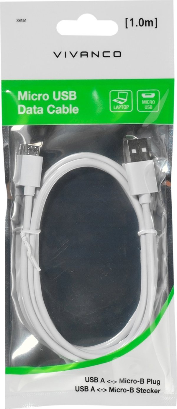Καλώδιο Vivanco Polybag microUSB 1m (39451)