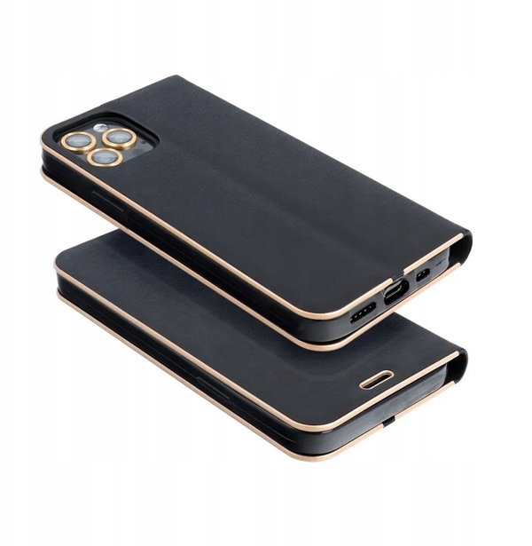 Θήκη LUNA Book Gold για XIAOMI Redmi Note 14 4G (GLOBAL - 164,84mm x 78,15mm x 8,16mm) μαύρο