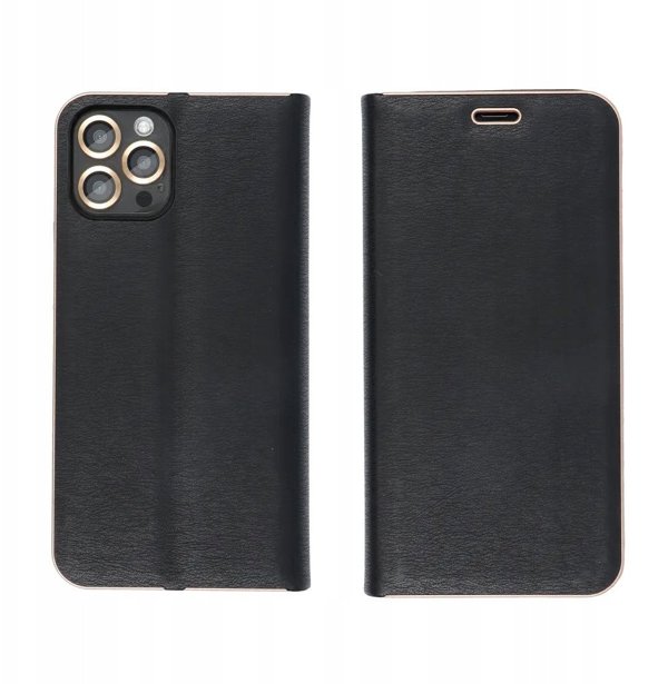 Θήκη LUNA Book Gold για XIAOMI Redmi Note 14 4G (GLOBAL - 164,84mm x 78,15mm x 8,16mm) μαύρο