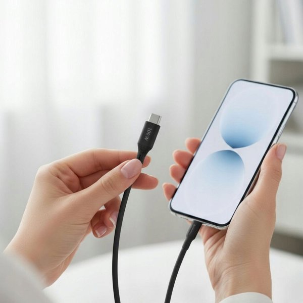 Forcell Καλώδιο USB-C σε USB-C F-Energy 60W 3A PD QC4.0, Σιλικόνης, 1m, Μαύρο