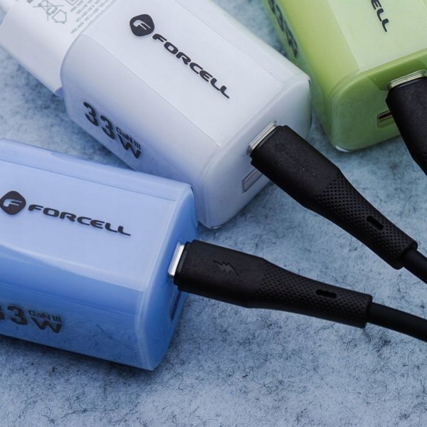 Forcell Καλώδιο USB-C σε USB-C F-Energy 60W 3A PD QC4.0, Σιλικόνης, 1m, Μαύρο