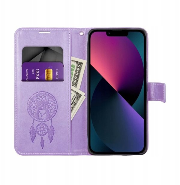 Θήκη βιβλίου MEZZO για SAMSUNG A56 5G με σχέδιο ονειροπαγίδα σε μωβ