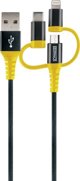 Καλώδιο USB Schwaiger USB-A - USB-C + microUSB + Lightning 1.2 m Μαύρο-κίτρινο (WKUU310511)