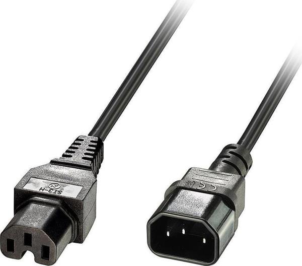 Lindy 30314 Καλώδιο Τροφοδοσίας IEC C14 σε IEC C15, Ανθεκτικό σε Υψηλές Θερμοκρασίες, 2m