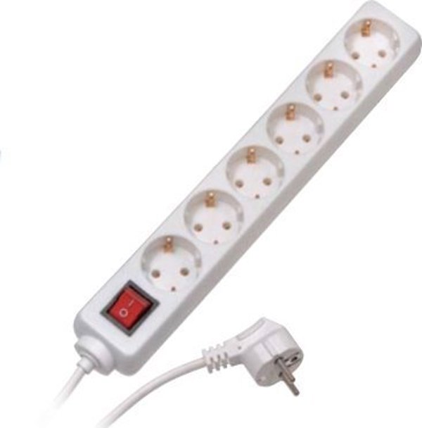 Καλώδιο τροφοδοσίας Vivanco Vivanco extension cord 6 sockets 1.4m with switch, white (28260)