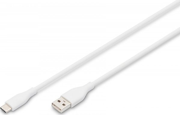 Καλώδιο USB Digitus USB-A σε USB-C, 2.0, Σιλικονούχο, 1m, Λευκό