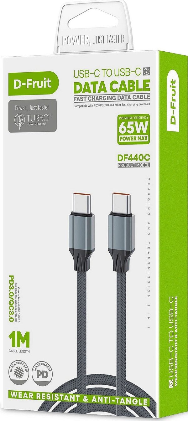 Καλώδιο USB V7 D-Fruit καλώδιο USB-C - USB-C 1μ, γκρι (DF440C)