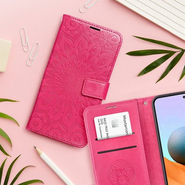 Θήκη βιβλίου MEZZO για XIAOMI Redmi Note 14 4G (GLOBAL - 164,84mm x 78,15mm x 8,16mm) μάνταλα ματζέντα
