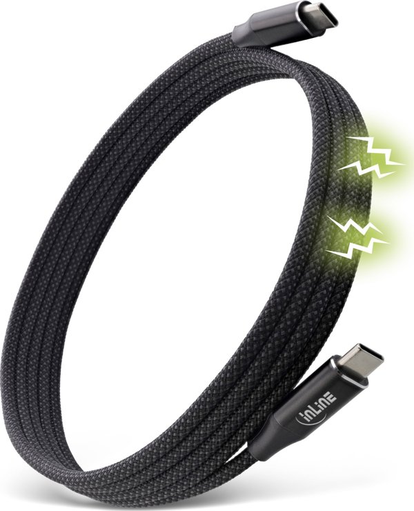 Καλώδιο USB InLine InLine® Μαγνητικό καλώδιο USB-C, USB-C αρσενικό/αρσενικό, 100W, μαύρο, 2μ