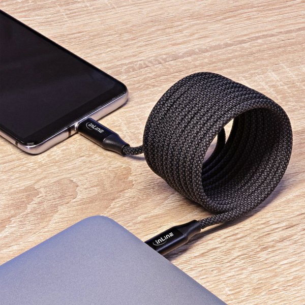 Καλώδιο USB InLine InLine® Μαγνητικό καλώδιο USB-C, USB-C αρσενικό/αρσενικό, 100W, μαύρο, 2μ