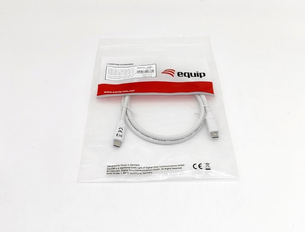 Καλώδιο USB Equip USB-C - USB-C 1 m Λευκό (128361)