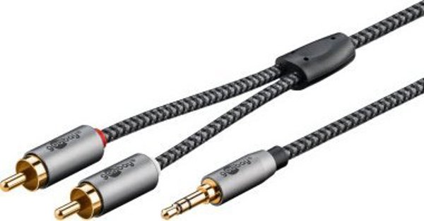 Καλώδιο Goobay Καλώδιο μετατροπής ήχου AUX, βύσμα jack 3,5 mm σε βύσμα stereo RCA, 5 m, Sharkskin Grey - Μήκος καλωδίου 5 m