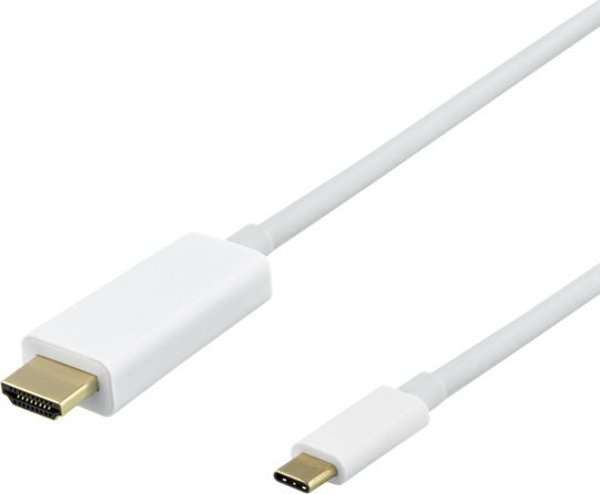 Καλώδιο Deltaco USB-C - HDMI καλώδιο DELTACO 4K UHD, επιχρυσωμένες συνδέσεις, 1m, λευκό / R00140020