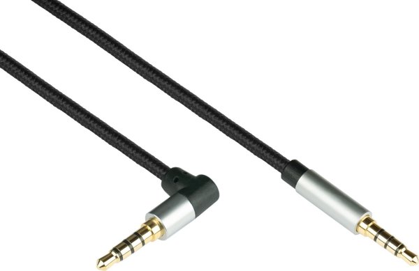 PYTHON Καλώδιο Ήχου 4-Πολικό, Γωνιακό Βύσμα, 3.5mm Jack, Μαύρο, 0,5m