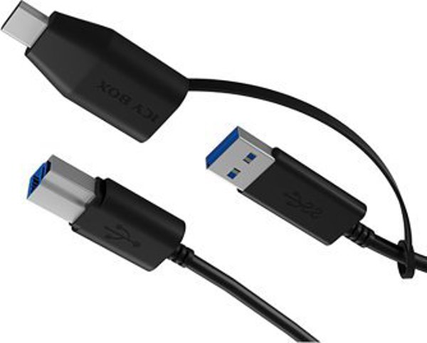 Καλώδιο USB Icy Box USB-B - USB-C + USB-A 1 m Μαύρο (IB-CB032)