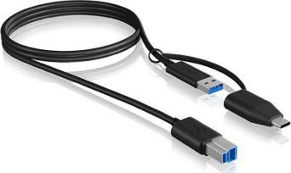 Καλώδιο USB Icy Box USB-B - USB-C + USB-A 1 m Μαύρο (IB-CB032)
