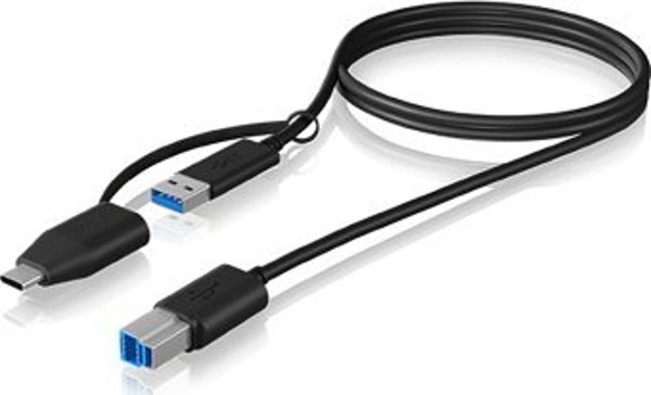 Καλώδιο USB Icy Box USB-B - USB-C + USB-A 1 m Μαύρο (IB-CB032)