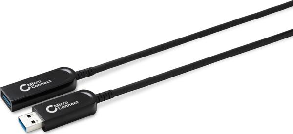 Καλώδιο MicroConnect USB-A σε USB-A 3.0, Αρσενικό-Θηλυκό, 15m, Μαύρο (USB3.0AAF15AOP)