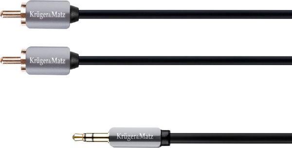Καλώδιο Ήχου Kruger&Matz Jack 3.5mm σε 2x RCA, 1m, Ασημί (KM0309)