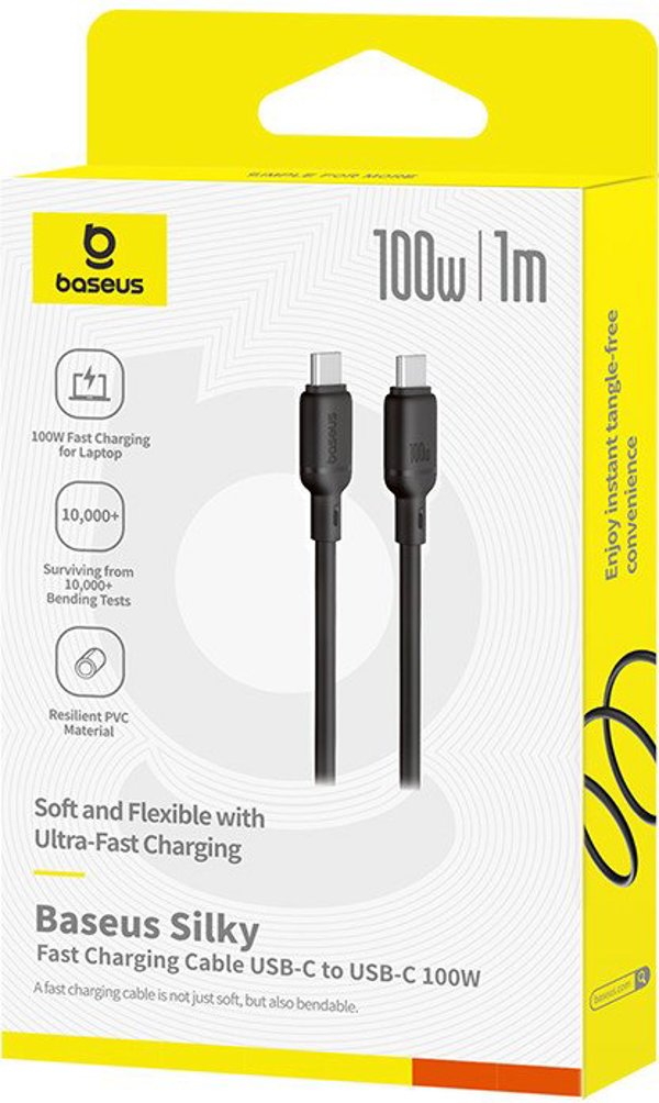 Kabel Baseus Silky Series 100W USB-C - USB-C 1m - czarny