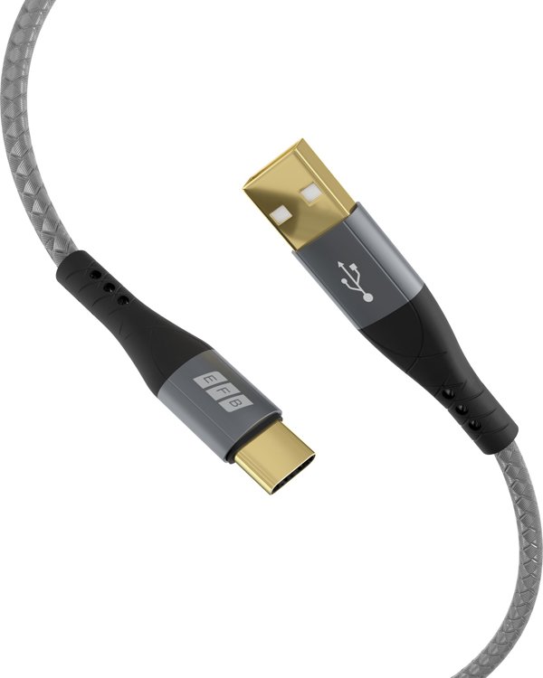 Καλώδιο EFB Elektronik USB-A σε USB-C 2.0, Μήκος 3m, Μαύρο/Γκρι, USB-AC-00009